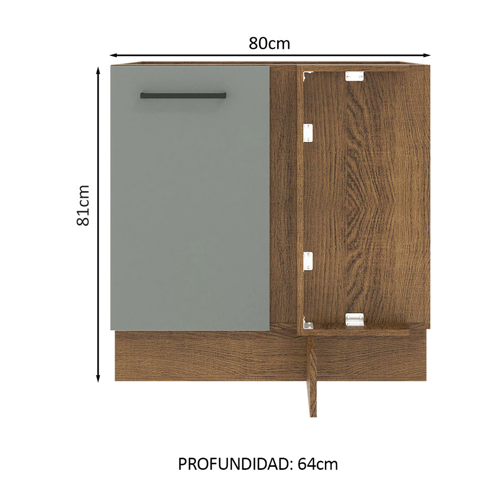 Bajo Mesada Cocina Esquinera 1 Puerta 60 cm Profundidad (Sin Mesada) Marrón/Gris Agata Madesa