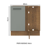 Bajo Mesada Cocina Esquinera 1 Puerta 60 cm Profundidad (Sin Mesada) Marrón/Gris Agata Madesa