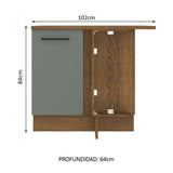 Bajo Mesada Cocina Esquinera 1 Puerta 60 cm Profundidad (Con Mesada) Marrón/Gris Agata Madesa