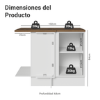 Bajo Mesada Esquinero 102 cm 1 Puerta Blanco/Marrón Agata Madesa