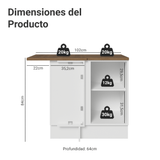 Bajo Mesada esquinero para Linha de 60 cm Profundidade (con Mesada) Blanco/Marrón Vik Madesa