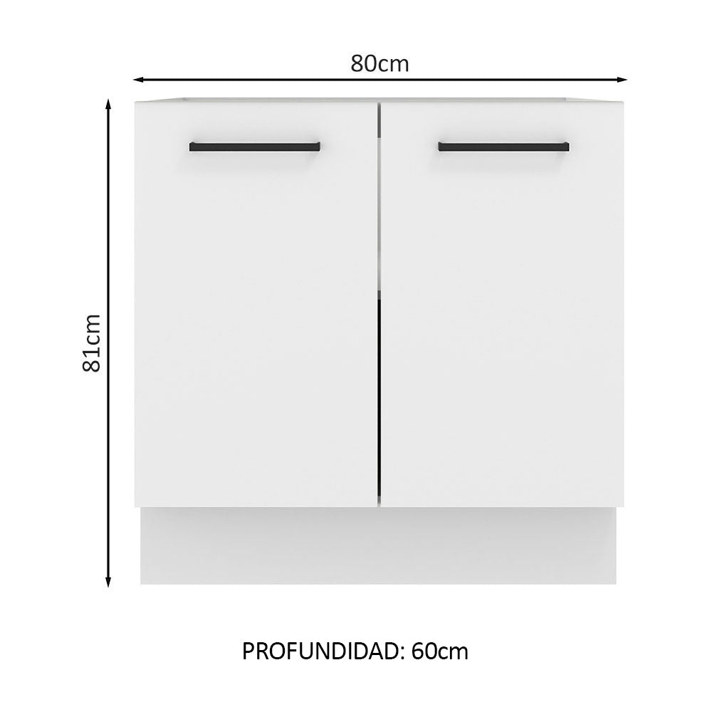 Bajo Mesada 80 cm x 60 cm, 2 Puertas Agata Blanco
