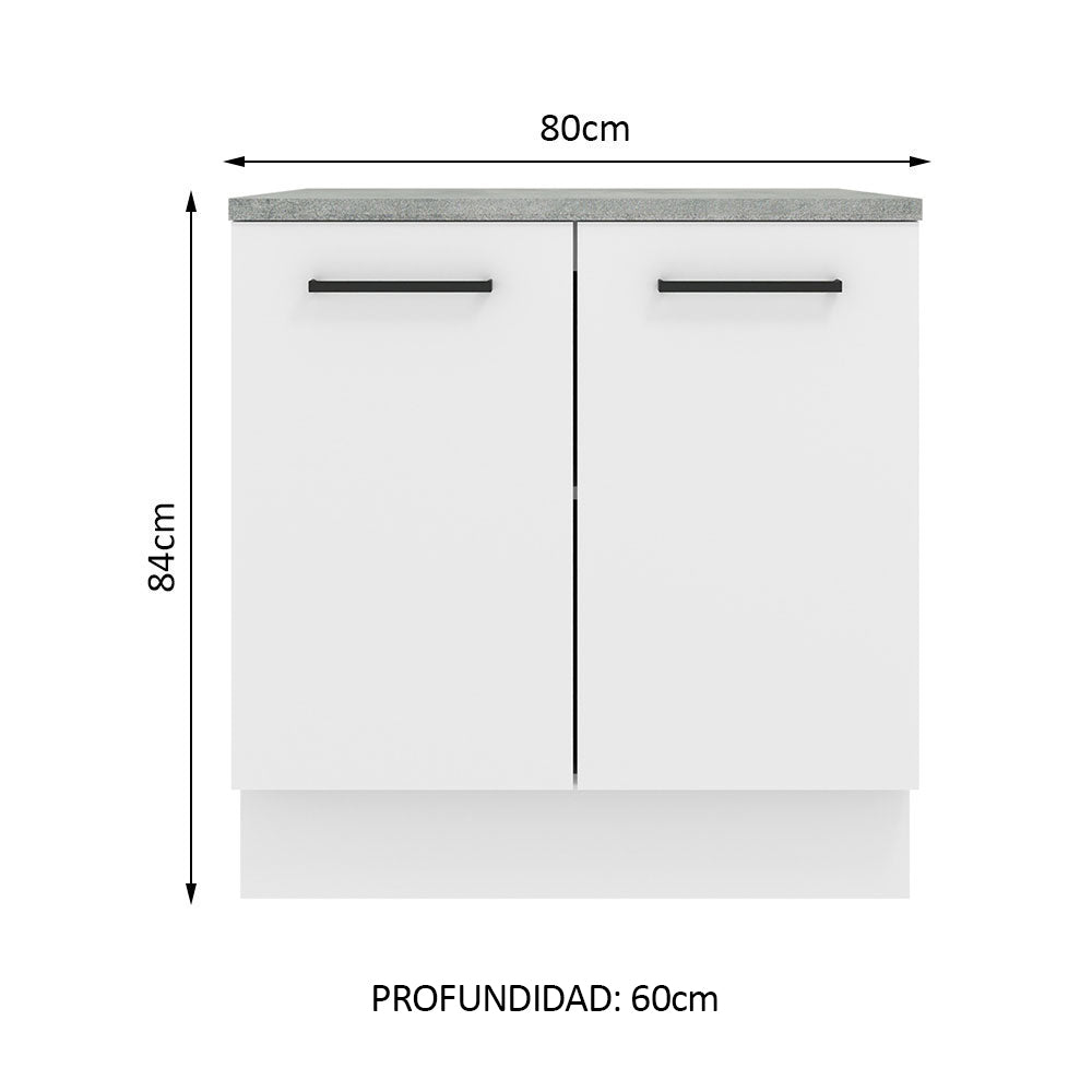 Bajo Mesada 80 cm x 60 cm, 2 Puertas Agata Blanco