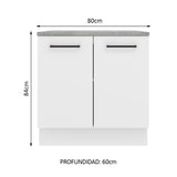 Bajo Mesada 80 cm x 60 cm, 2 Puertas Agata Blanco