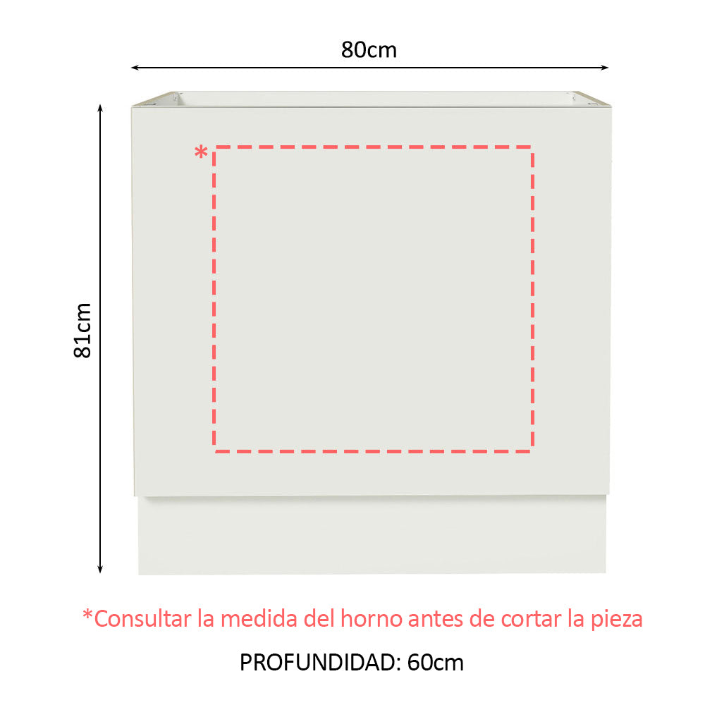 Bajo Mesada Cocina para Horno Empotrado 80 x 60 cm Sin Mesada Blanco Agata, Glamy, Lux, Stella Madesa