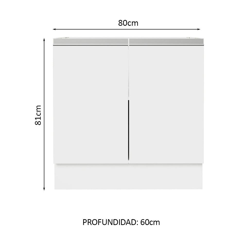 Bajo Mesada 80 cm x 60 cm, 2 Puertas Glamy Blanco