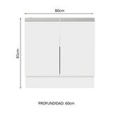 Bajo Mesada 80 cm x 60 cm, 2 Puertas Glamy Blanco