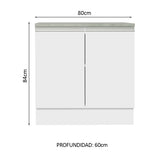 Bajo Mesada Madesa Glamy 80 x 60 cm 2 Puertas (Con Mesada) Blanco
