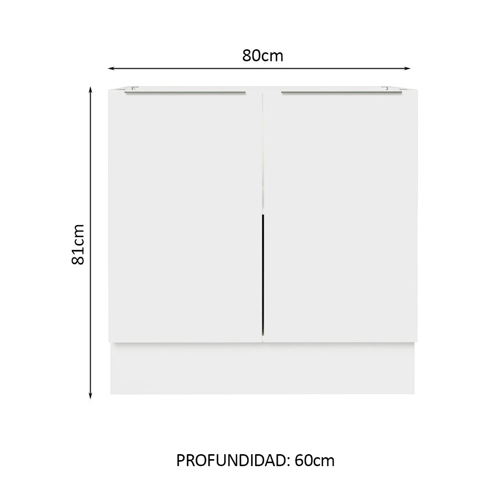 Bajo Mesada Cocina 80 x 60 cm 2 Puertas (Sin Mesada) Blanco Stella Madesa