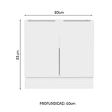 Bajo Mesada Cocina 80 x 60 cm 2 Puertas (Sin Mesada) Blanco Stella Madesa