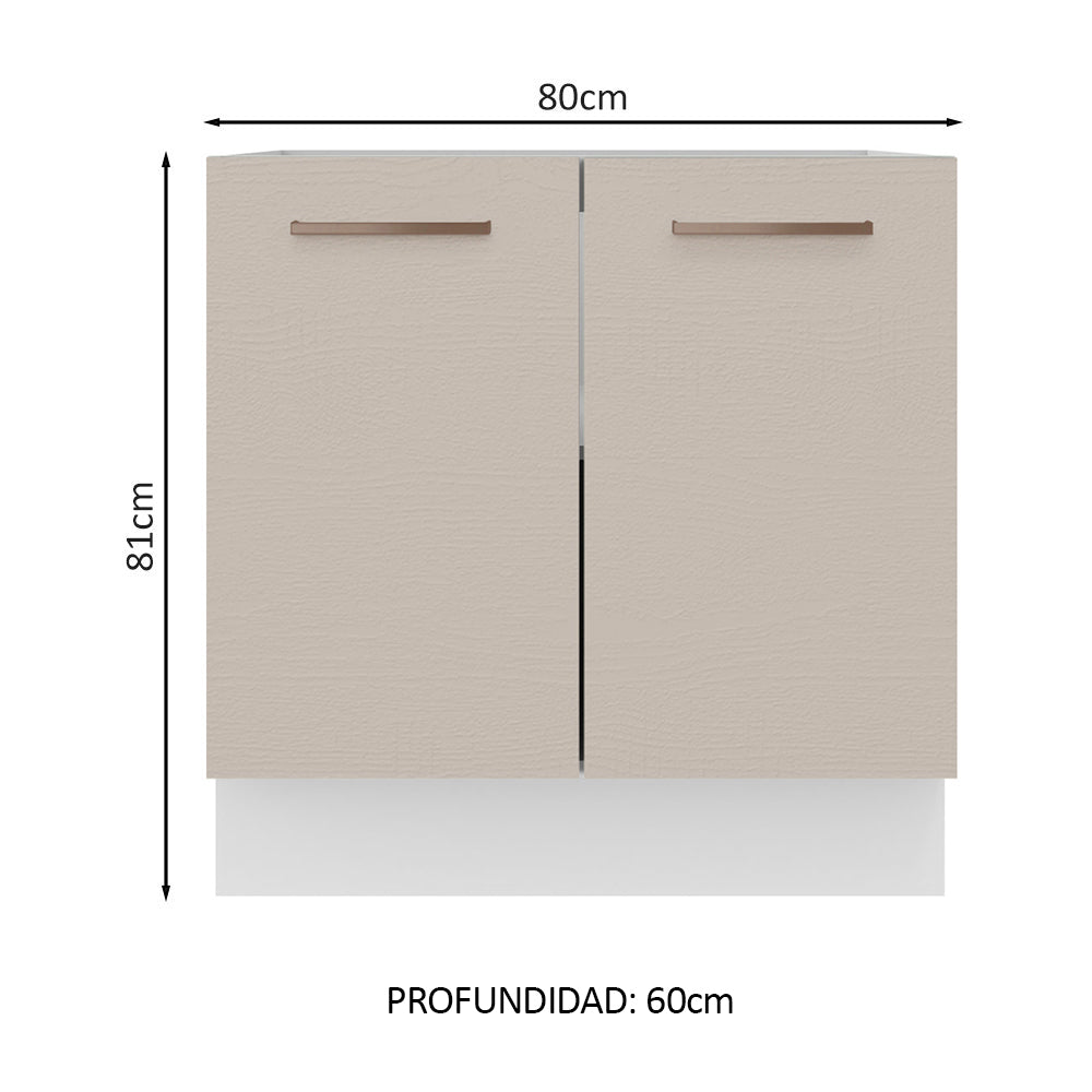 Bajo Mesada Cocina 80 x 60 cm 2 Puertas (Sin Mesada) Blanco/Crema Agata Madesa