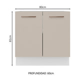 Bajo Mesada Cocina 80 x 60 cm 2 Puertas (Sin Mesada) Blanco/Crema Agata Madesa