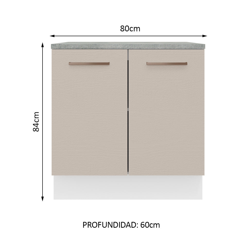 Bajo Mesada 80 cm x 60 cm, 2 Puertas Agata Blanco/Crema