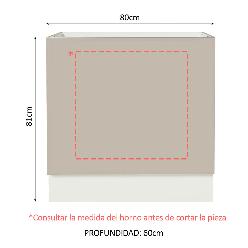 Bajo Mesada Cocina para Horno Empotrado 80 x 60 cm Sin Mesada Blanco/Crema Agata Madesa
