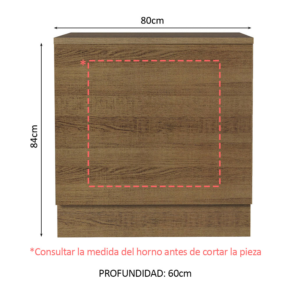 Bajo Mesada Cocina para Horno Empotrado 80 x 60 cm con Mesada Marrón Glamy, Lux, Stella Madesa