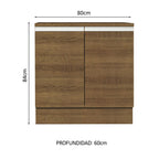 Bajo Mesada 80 x 60 cm 2 Puertas (Con Mesada) Marrón Glamy Madesa
