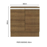 Bajo Mesada Madesa Glamy 80 x 60 cm 2 Puertas (Con Mesada) Marrón