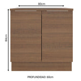 Bajo Mesada Cocina 80 x 60 cm 2 Puertas (Con Mesada) Marrón Stella Madesa