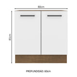 Bajo Mesada 80 cm x 60 cm, 2 Puertas Agata Marrón/Blanco