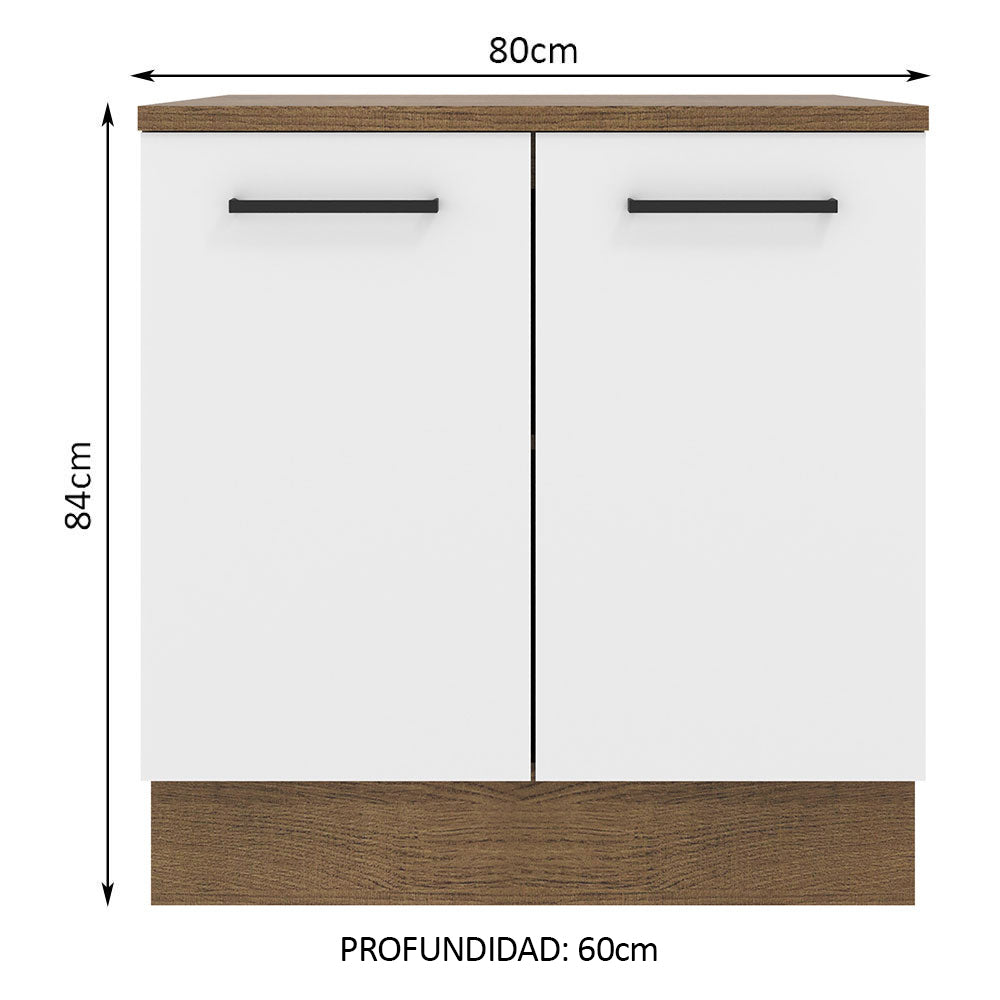 Bajo Mesada 80 cm  =x 60 cm, 2 Puertas Agata Marrón/Blanco