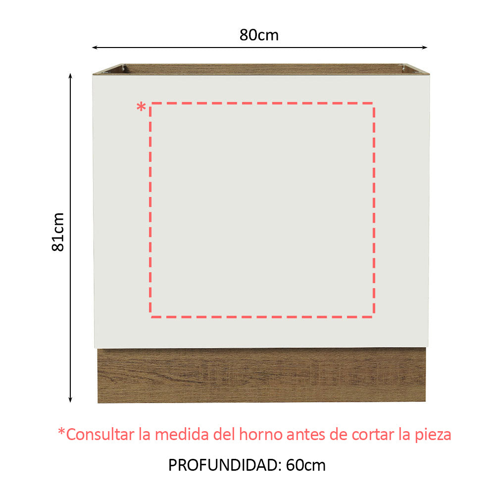 Bajo Mesada Cocina para Horno Empotrado 80 x 60 cm Sin Mesada Marrón/Blanco Agata, Glamy, Lux, Stella Madesa