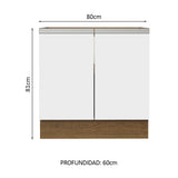 Bajo Mesada 80 cm x 60 cm, 2 Puertas Glamy Marrón/Blanco