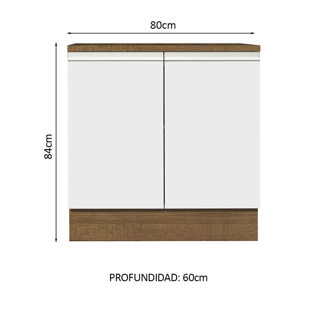 Bajo Mesada Madesa Glamy 80 x 60 cm 2 Puertas (Con Mesada) Marrón/Blanco