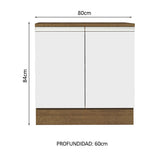 Bajo Mesada Madesa Glamy 80 x 60 cm 2 Puertas (Con Mesada) Marrón/Blanco