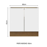 Bajo Mesada Cocina 80 x 60 cm 2 Puertas (Sin Mesada) Marrón/Blanco Stella Madesa