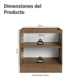 Bajo Mesada de Cocina 80 x 60 cm 2 Puertas (Sin Mesada) Marrón/Blanco Vik Madesa