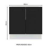Bajo Mesada Cocina 80 x 60 cm 2 Puertas (Sin Mesada) Blanco/Negro Agata Madesa
