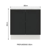 Bajo Mesada Cocina 80 x 60 cm 2 Puertas (Con Mesada) Blanco/Negro Agata Madesa