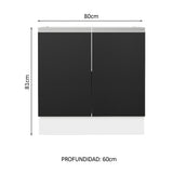 Bajo Mesada Cocina 80 x 60 cm 2 Puertas (Sin Mesada) Blanco/Negro Glamy Madesa