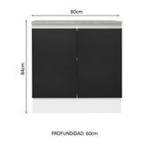 Bajo Mesada Madesa Glamy 80 x 60 cm 2 Puertas (Con Mesada) Blanco/Negro