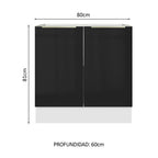 Bajo Mesada 80 x 60 cm 2 Puertas (Sin Mesada) Blanco/Negro Lux Madesa