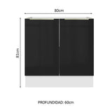 Bajo Mesada 80 cm x 60 cm, 2 Puertas Lux Blanco/Negro