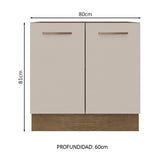 Bajo Mesada Cocina 80 x 60 cm 2 Puertas (Sin Mesada) Marrón/Crema Agata Madesa