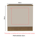 Bajo Mesada Cocina para Horno Empotrado 80 x 60 cm con Mesada Marrón/Crema Agata Madesa