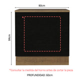 Bajo Mesada Cocina para Horno Empotrado 80 x 60 cm con Mesada Marrón/Negro Agata, Glamy, Madesa