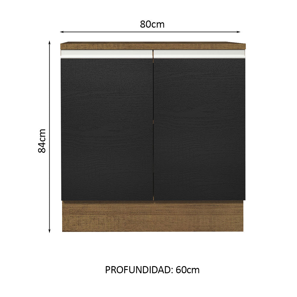 Bajo Mesada Madesa Glamy 80 x 60 cm 2 Puertas (Con Mesada) Marrón/Negro