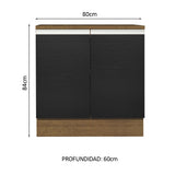 Bajo Mesada Madesa Glamy 80 x 60 cm 2 Puertas (Con Mesada) Marrón/Negro