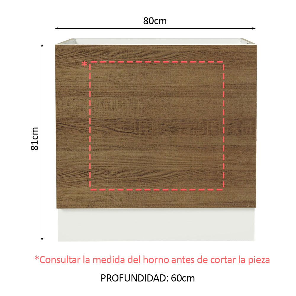 Bajo Mesada Cocina para Horno Empotrado 80 x 60 cm Sin Mesada Blanco/Marrón Glamy, Stella Madesa