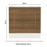 Bajo Mesada Cocina para Horno Empotrado 80 x 60 cm Sin Mesada Blanco/Marrón Glamy, Stella Madesa