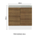 Bajo Mesada Madesa Glamy 80 x 60 cm 2 Puertas (Con Mesada) Blanco/Marrón
