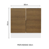 Bajo Mesada Cocina 80 x 60 cm 2 Puertas (Sin Mesada) Blanco/Marrón Stella Madesa