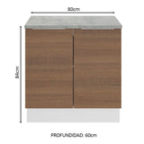 Bajo Mesada Cocina 80 x 60 cm 2 Puertas (Con Mesada) Blanco/Marrón Stella Madesa