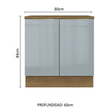 Bajo Mesada 80 cm x 60 cm, 2 Puertas Lux Marrón/Gris