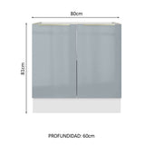Bajo Mesada 80 cm x 60 cm, 2 Puertas Lux Blanco/Gris