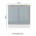 Bajo Mesada 80 x 60 cm 2 Puertas (Con Mesada) Blanco/Gris Lux Madesa