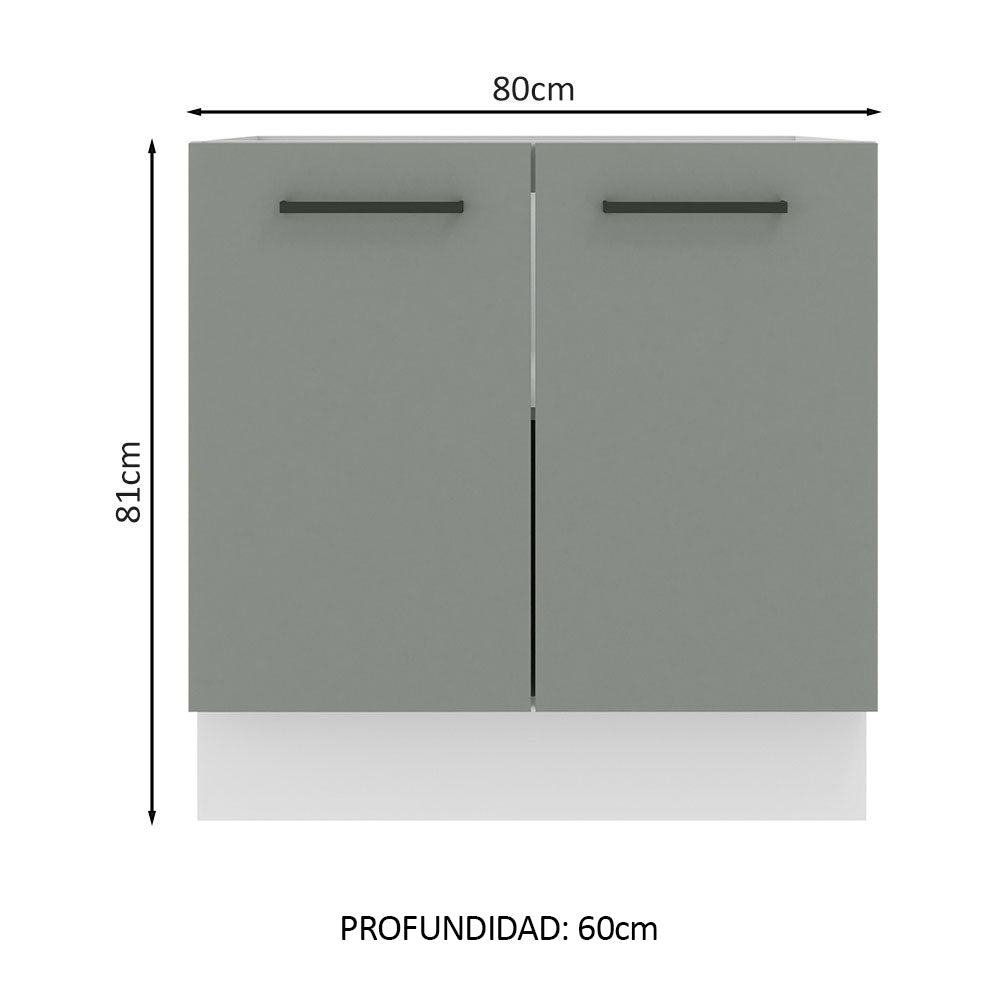 Bajo Mesada 80 cm x 60 cm, 2 Puertas Agata Blanco/Gris
